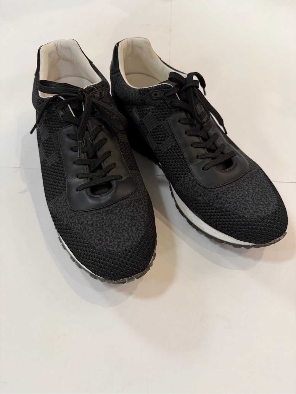 Louis Vuitton: Men's Black Knit checkered Lace-Up Sneakers - Classy Casual Styl